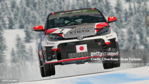 Takuma Miyazono drives on track during the Toyota Gazoo Racing GT Cup repechage race in the Gran Turismo World Series Finals at Fira de Barcelona on...