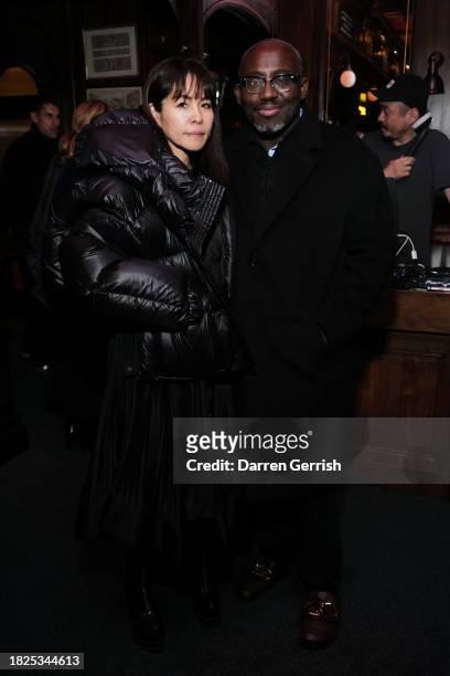 Chitose Abe and Edward Enninful attend the Moncler X Sacai Collection Launch Cocktail Party on December 01, 2023 in London, England.