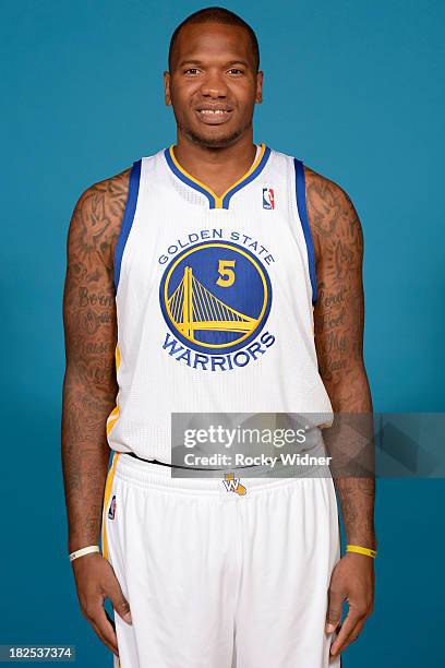 Marreese Speights poses for a photo on Golden State Warriors media day held September 27, 2013 at the Warriors practice facility in Oakland,...