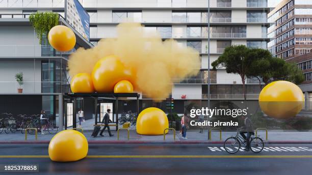 bunch of big spheres in the city - unexpected stock pictures, royalty-free photos & images