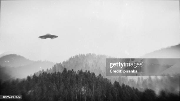old ufo photo - flying saucer stock pictures, royalty-free photos & images
