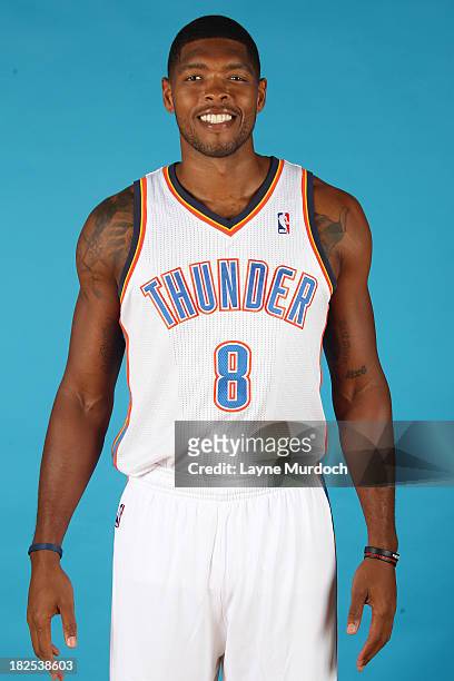 Ryan Gomes of the Oklahoma City Thunder poses for a portrait during 2013 NBA Media Day on September 27, 2013 at the Thunder Events Center in Edmond,...