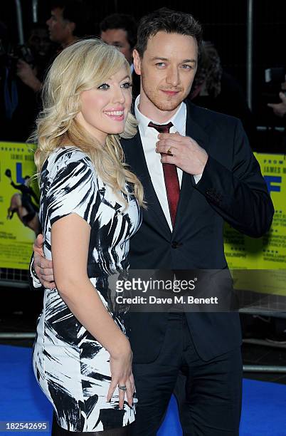 James McAvoy and sister Joy McAvoy attend the London Premiere of "Filth" at the Odeon West End on September 30, 2013 in London, England.