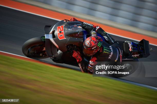 Fabio Quartararo of France and Monster Energy Yamaha MotoGP Team rides during the Moto GP Valencia Test at Ricardo Tormo Circuit .