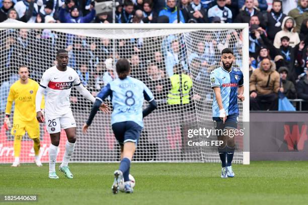 Nordi MUKIELE - 10 Nabil ALIOUI during the Ligue 1 Uber Eats match between Havre Athletic Club and Paris Saint-Germain Football Club at Stade Oceane...