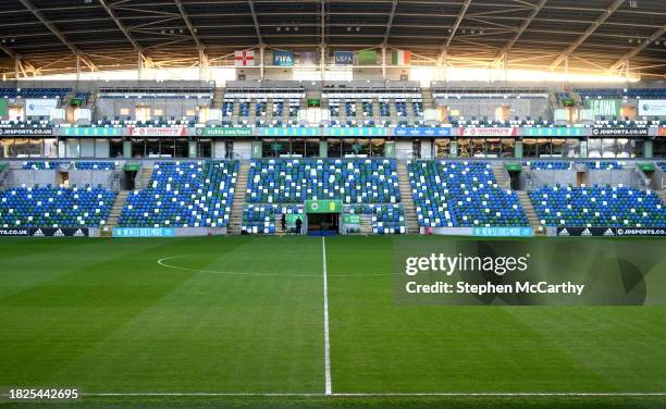 Belfast , United Kingdom - 5 December 2023; A general view of the National Football Stadium at Windsor Park before the UEFA Women's Nations League B...