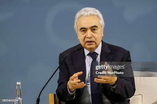 Fatih Birol, Executive Director of Internationa Energy Agency, speaks during a session in Al Waha Theatre during the COP28, UN Climate Change...