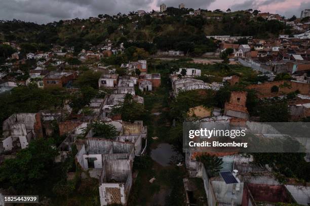 Destroyed neighborhood that was evacuated due to the risk of the ground sinking in Maceio, Alagoas state, Brazil, on Monday, Dec. 4, 2023. Brazilian...