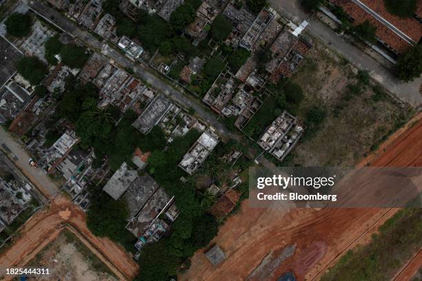 Destroyed neighborhood that was evacuated due to the risk of the ground sinking in Maceio, Alagoas state, Brazil, on Monday, Dec. 4, 2023. Brazilian...