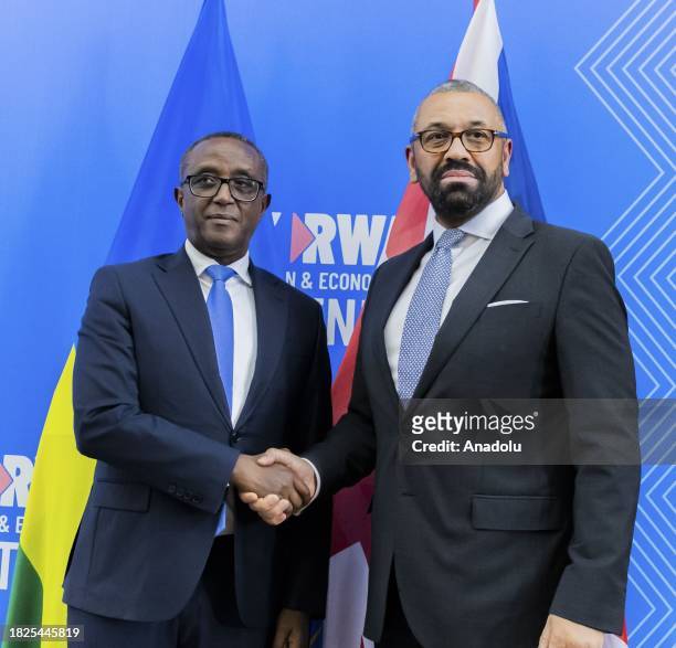 Home Secretary James Cleverly and Rwandan Foreign Minister Vincent Biruta sign a new deal on a reworked asylum scheme in Kigali, Rwanda on December...