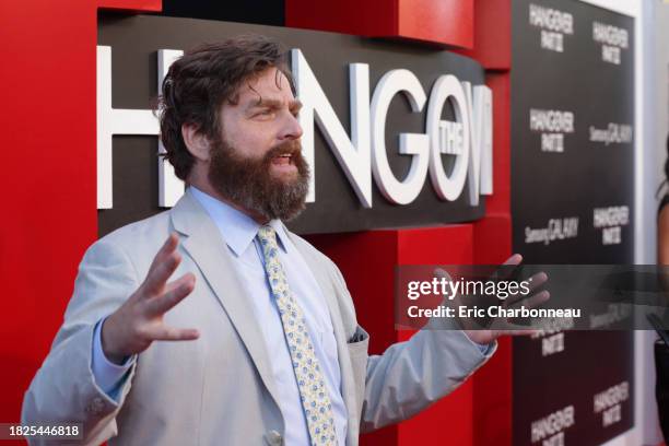 Zach Galifianakis arrives at the Warner Bros. Premiere of The Hangover: Part III, on Monday, May 2013 in Los Angeles.