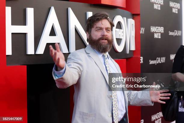 Zach Galifianakis arrives at the Warner Bros. Premiere of The Hangover: Part III, on Monday, May 2013 in Los Angeles.