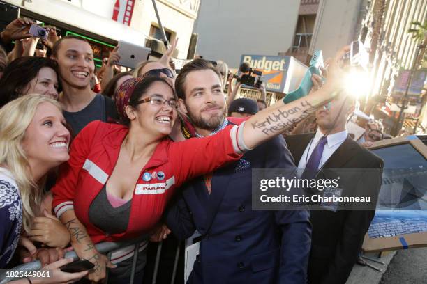 Chris Pine arrives at the LA premiere of "Star Trek Into Darkness" at The Dolby Theater on Tuesday, May 14, 2013 in Los Angeles.