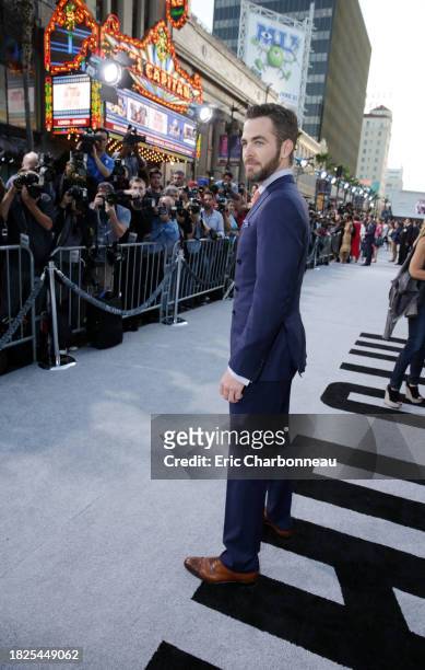 Chris Pine arrives at the LA premiere of "Star Trek Into Darkness" at The Dolby Theater on Tuesday, May 14, 2013 in Los Angeles.