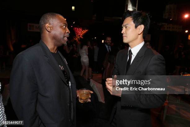 LeVar Burton and John Cho arrives at the LA premiere of "Star Trek Into Darkness" at The Dolby Theater on Tuesday, May 14, 2013 in Los Angeles.