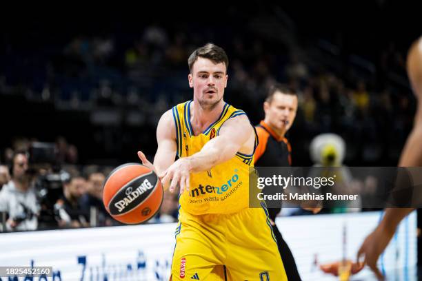 Jonas Mattisseck of ALBA Berlin during the match between ALBA Berlin and Zalgiris Kaunas on December 5, 2023 in Berlin, Germany.