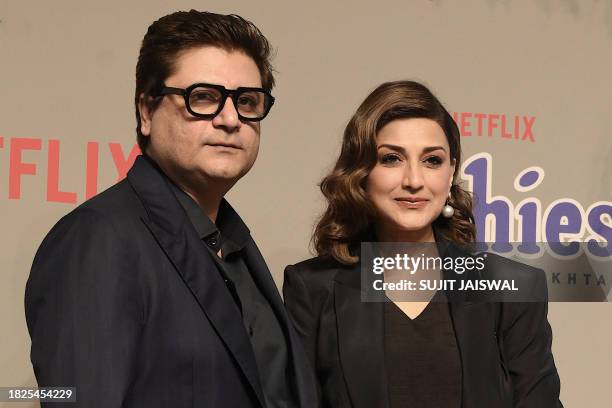 Bollywood actress Sonali Bendre and her husband Goldie Behl attend the premiere of Netflix's Indian Hindi-Language teen musical comedy film 'The...