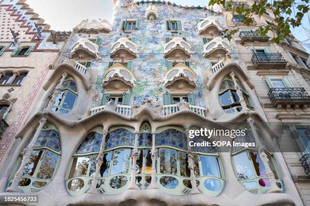 View of Casa Batllo household building by architect Antoni Gaudi in Barcelona.