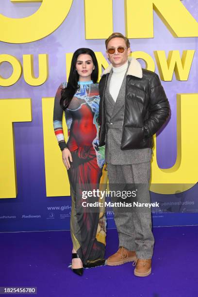 Ruby O. Fee and Matthias Schweighoefer attend the Berlin premiere of "Girl You Know It's True" at Zoopalast on December 5, 2023 in Berlin, Germany.