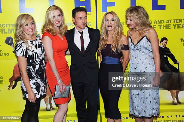 Joy McAvoy, Shauna Macdonald, James McAvoy, Joanne Froggatt and Imogen Poots attend the London premiere of 'Filth' at The Odeon Leicester Square on...