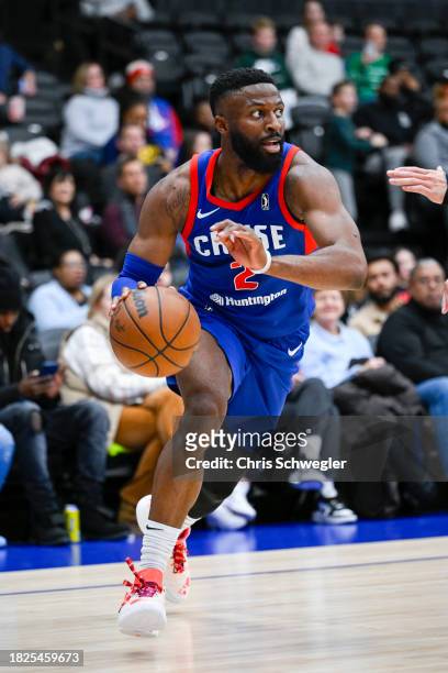 David Nwaba of the Motor City Cruise handles the ball during the second quarter of the game against the Cleveland Charge on December 5, 2023 at Wayne...