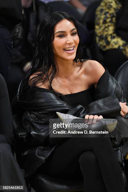 Kim Kardashian attends the game between the Phoenix Suns and the Los Angeles Lakers during the quarterfinals of the In-Season Tournament on December...
