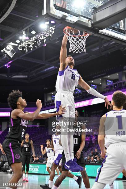 Skal Labissiere of the Stockton Kings dunks the ball during the game against G League Ignite on December 5, 2023 at The Dollar Loan Center in...