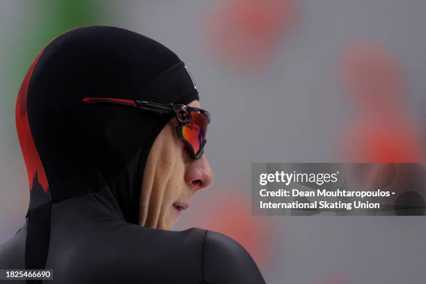 Connor Howe of Canada competes in the 1000m Men race on Day 1 of the ISU World Cup Speed Skating at Var Energi Arena Sormarka on December 01, 2023 in...
