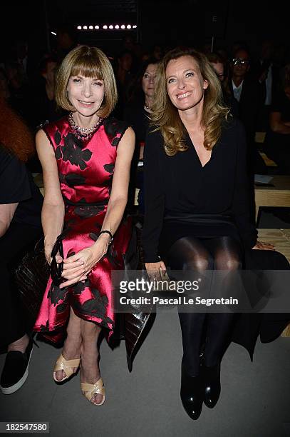 Anna Wintour and French First Lady Valerie Trierweiler attends the Saint Laurent show as part of the Paris Fashion Week Womenswear Spring/Summer 2014...