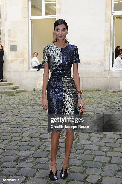 Giovanna Battaglia arrives at Delfina Delettrez Presents Jewelry Collection during Paris Fashion Week Womenswear SS14 - Day 7 on September 30, 2013...