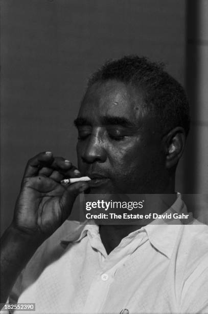Blues, jazz, and boogie woogie pianist Eurreal Wilford "Little Brother" Montgomery poses for a portrait in the recording studio at Folkways Records...