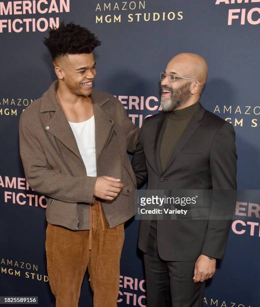 Elijah Wright and Jeffrey Wright at the "American Fiction" Los Angeles Special Screening held at the Samuel Goldwyn Theater on December 5, 2023 in...