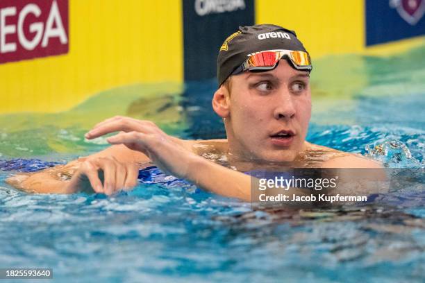 Chase Kalisz looks on after winning the Men's 400 Meter Individual Medley Final on day 3 of the Toyota US Open on December 01, 2023 at the Greensboro...