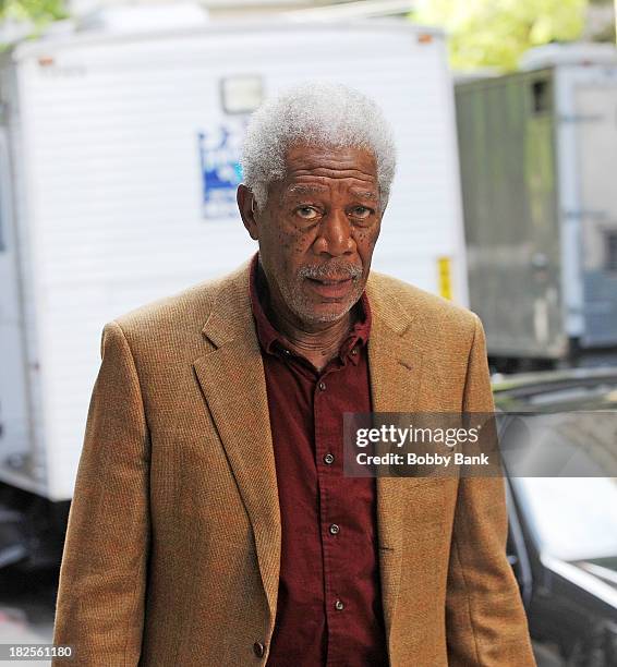 Morgan Freeman on the set of "Life Itself" on September 30, 2013 in New York City.