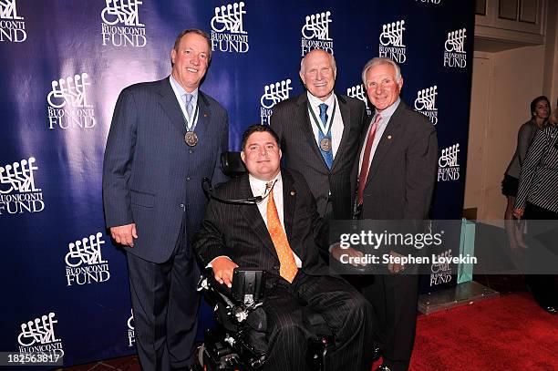 Honoree and former NFL player Jim Kelly, President of Buoniconti Fund, Marc Buoniconti and Founder, Sports Legend and former NFL player Terry...