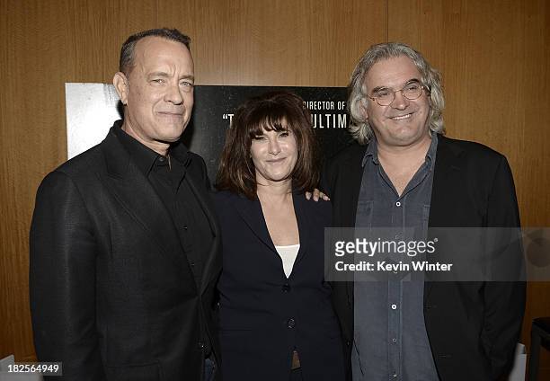Actor Tom Hanks, Co-Chairman of Sony Pictures Entertainment and Chairman of Sony Pictures Entertainment Motion Picture Group Amy Pascal and director...