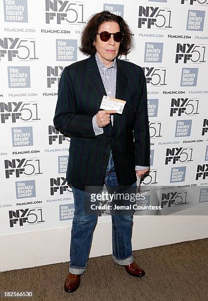 Author Fran Lebowitz attends the "Afternoon Of A Faun: Tanaquil Le Clercg" premiere during the 51st New York Film Festival at The Film Society of...