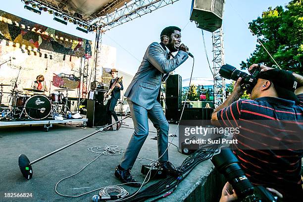 Ty Taylor of Vintage Trouble performs live at Bumbershoot at Seattle Center on September 1, 2013 in Seattle, Washington.