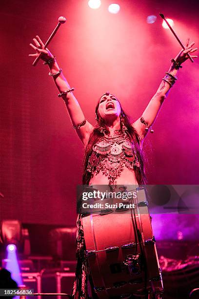 Zoe Jakes of Beats Antique performs live at Bumbershoot at Seattle Center on September 1, 2013 in Seattle, Washington.