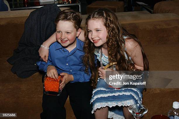 Actor Angus T. Jones and actress Daveigh Chase attend the premiere after-party of "Bringing Down The House" at Hollywood & Highland on March 2, 2003...