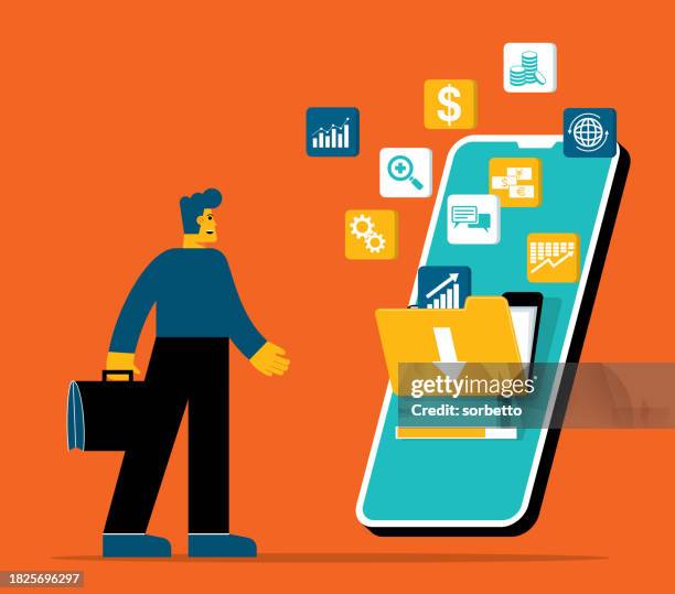 searching - smartphone - secretary stock illustrations