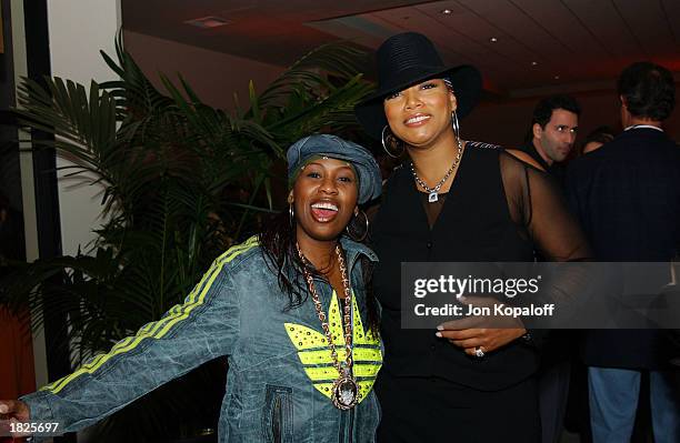 Recording artist Missy Elliott and actress/producer/recording artist Queen Latifah attend the premiere after-party of "Bringing Down The House" at...