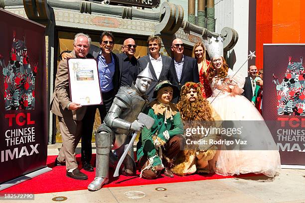 Back row LA City Councilman Tom LaBonge, TCL Chinese Theatre IMAX Co-chairman Elie Samaha, Warner Bros. Executive VP Jeff Goldstein, TCL Chinese...