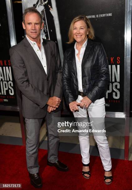 Actress Catherine O'Hara and her husband Bo Welch arrive at the Los Angeles premiere of "Captain Phillips" at the Academy of Motion Picture Arts and...