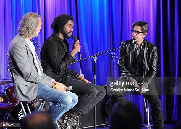 Scooter Weintraub, Gary Clark Jr. And Vice President of the GRAMMY Foundation Scott Goldman onstage during An Evening With Gary Clark Jr. At The...