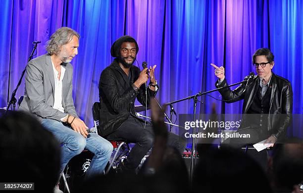 Scooter Weintraub, Gary Clark Jr. And Vice President of the GRAMMY Foundation Scott Goldman onstage during An Evening With Gary Clark Jr. At The...
