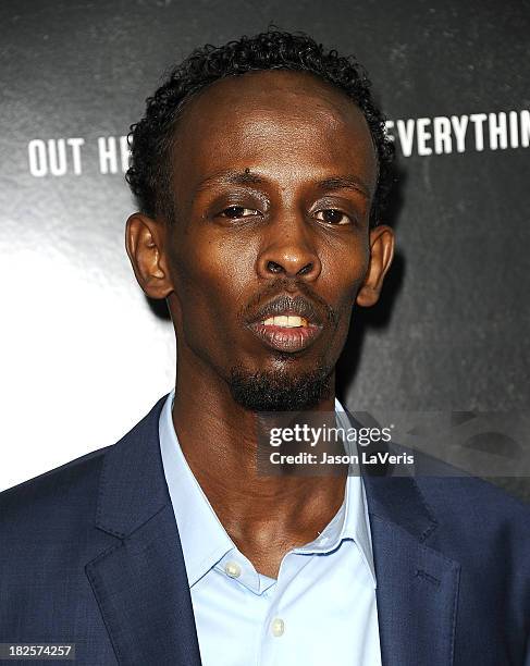 Actor Barkhad Abdi attends the premiere of "Captain Phillips" at the Academy of Motion Picture Arts and Sciences on September 30, 2013 in Beverly...