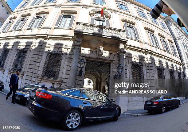 Italy's Interior Minister and national secretary of Berlusconi's party, Angelino Alfano arrives by car at the Silvio Berlusconi's private residence,...