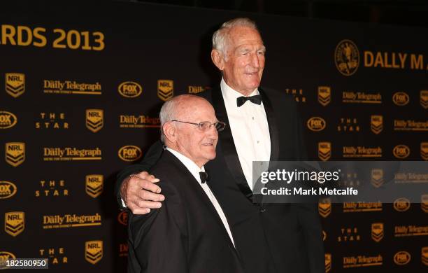 Norm Provan and Arthur Summons arrive ahead of the 2013 Dally M Awards at Star City on October 1, 2013 in Sydney, Australia.