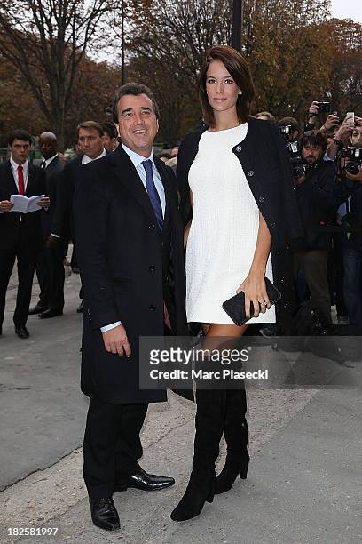 Arnaud Lagardere and Jade Foret attend the Chanel show as part of the Paris Fashion Week Womenswear Spring/Summer 2014 on October 1, 2013 in Paris,...